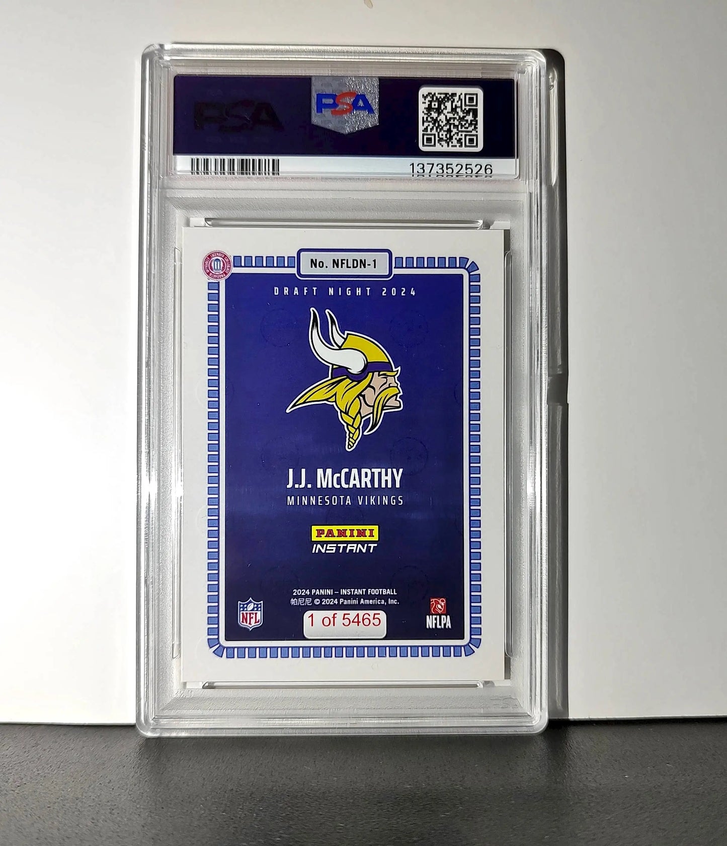 J.J. McCarthy 2023 Panini Instant Draft Night #NFLDN-1 PSA 9 Mint