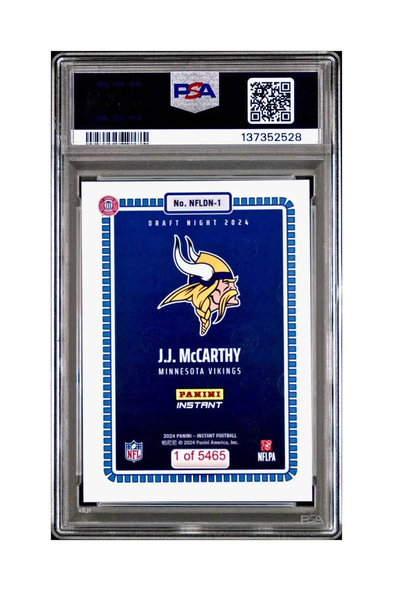 J.J. McCarthy 2023 Panini Instant Draft Night #NFLDN-1 PSA 9 Mint