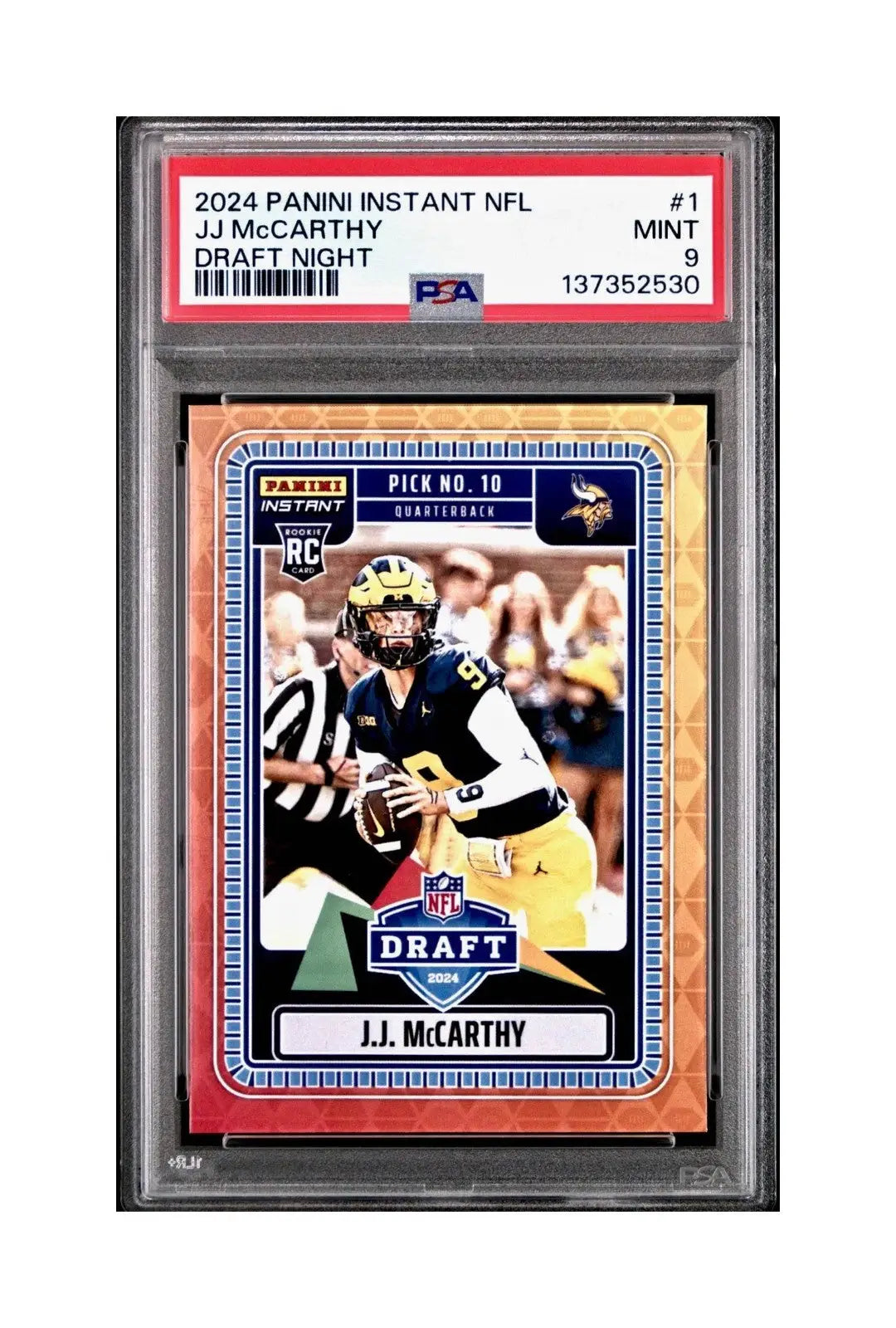 J.J. McCarthy 2023 Panini Instant Draft Night #NFLDN-1 PSA 9 Mint