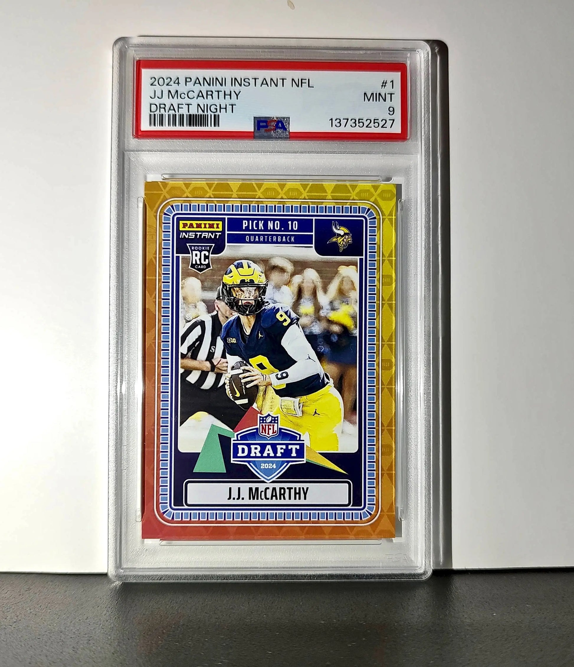J.J. McCarthy 2023 Panini Instant Draft Night #NFLDN-1 PSA 9 Mint - Football Card Single