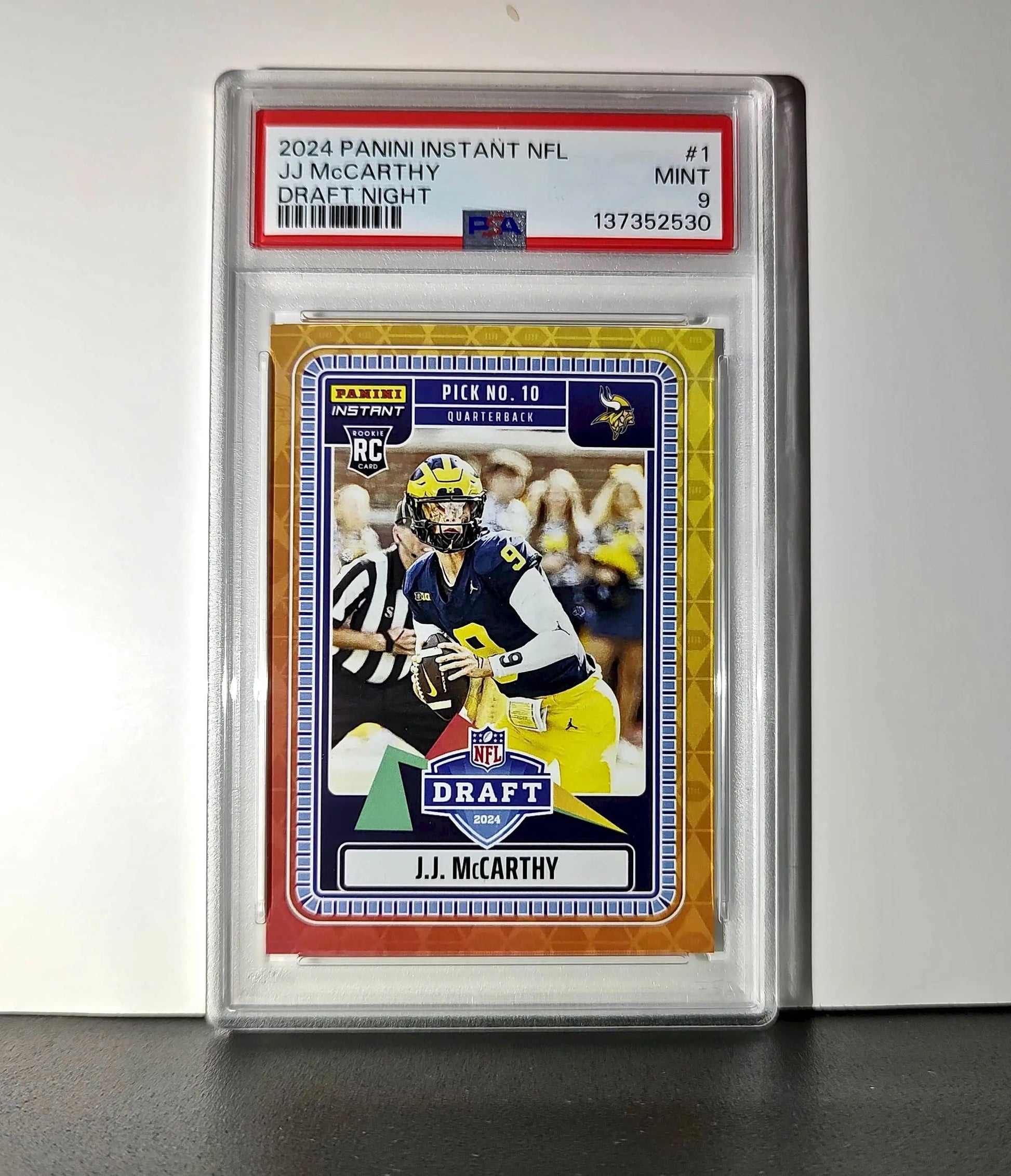 J.J. McCarthy 2023 Panini Instant Draft Night #NFLDN-1 PSA 9 Mint