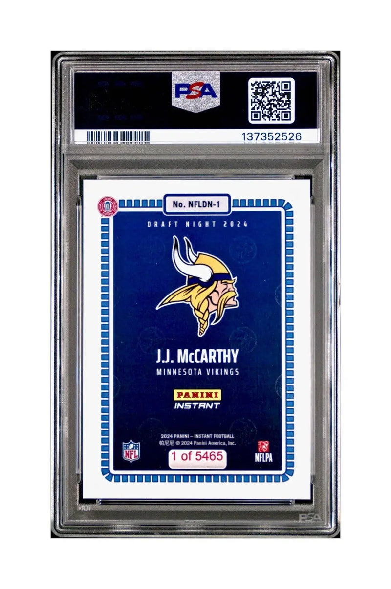 J.J. McCarthy 2023 Panini Instant Draft Night #NFLDN-1 PSA 9 Mint