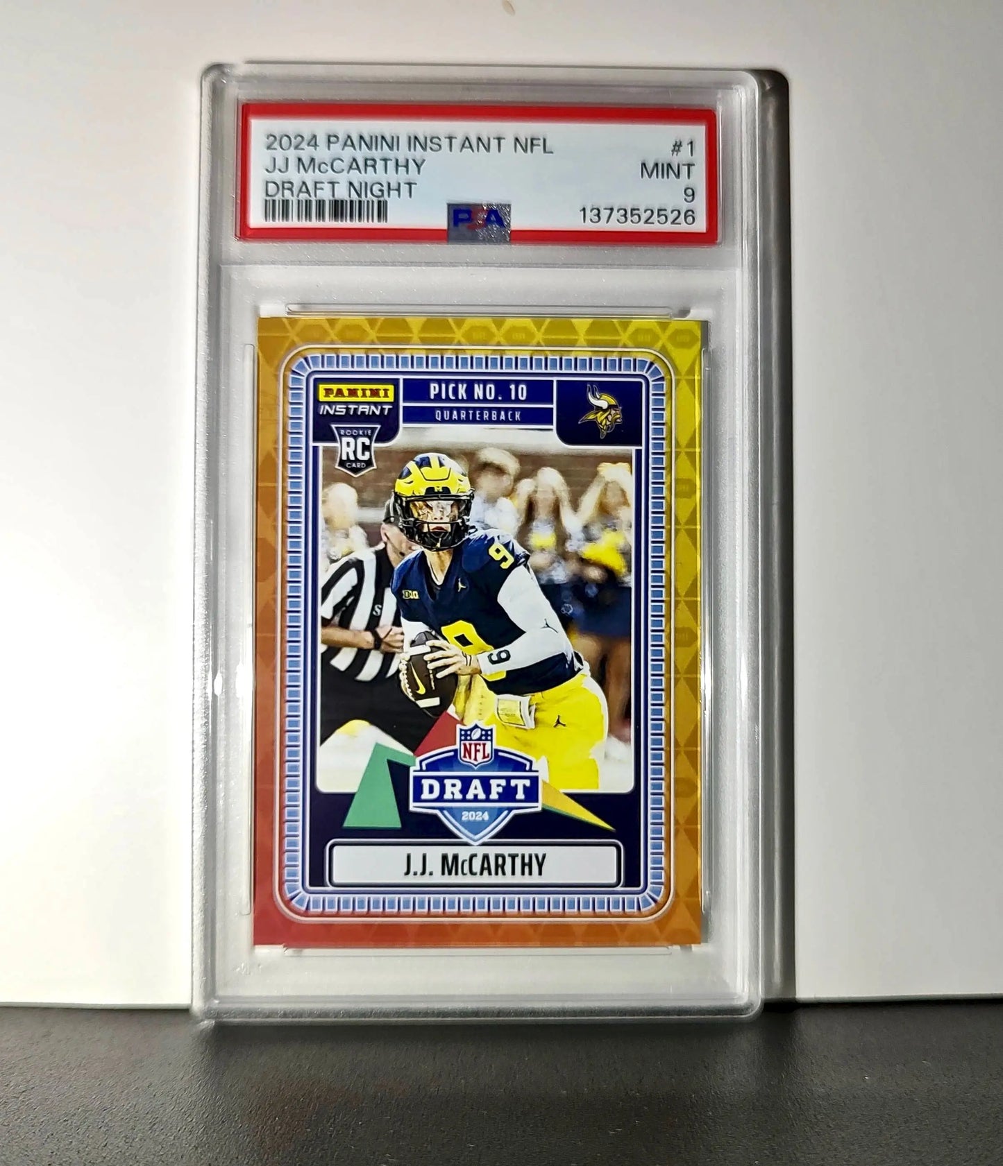 J.J. McCarthy 2023 Panini Instant Draft Night #NFLDN-1 PSA 9 Mint