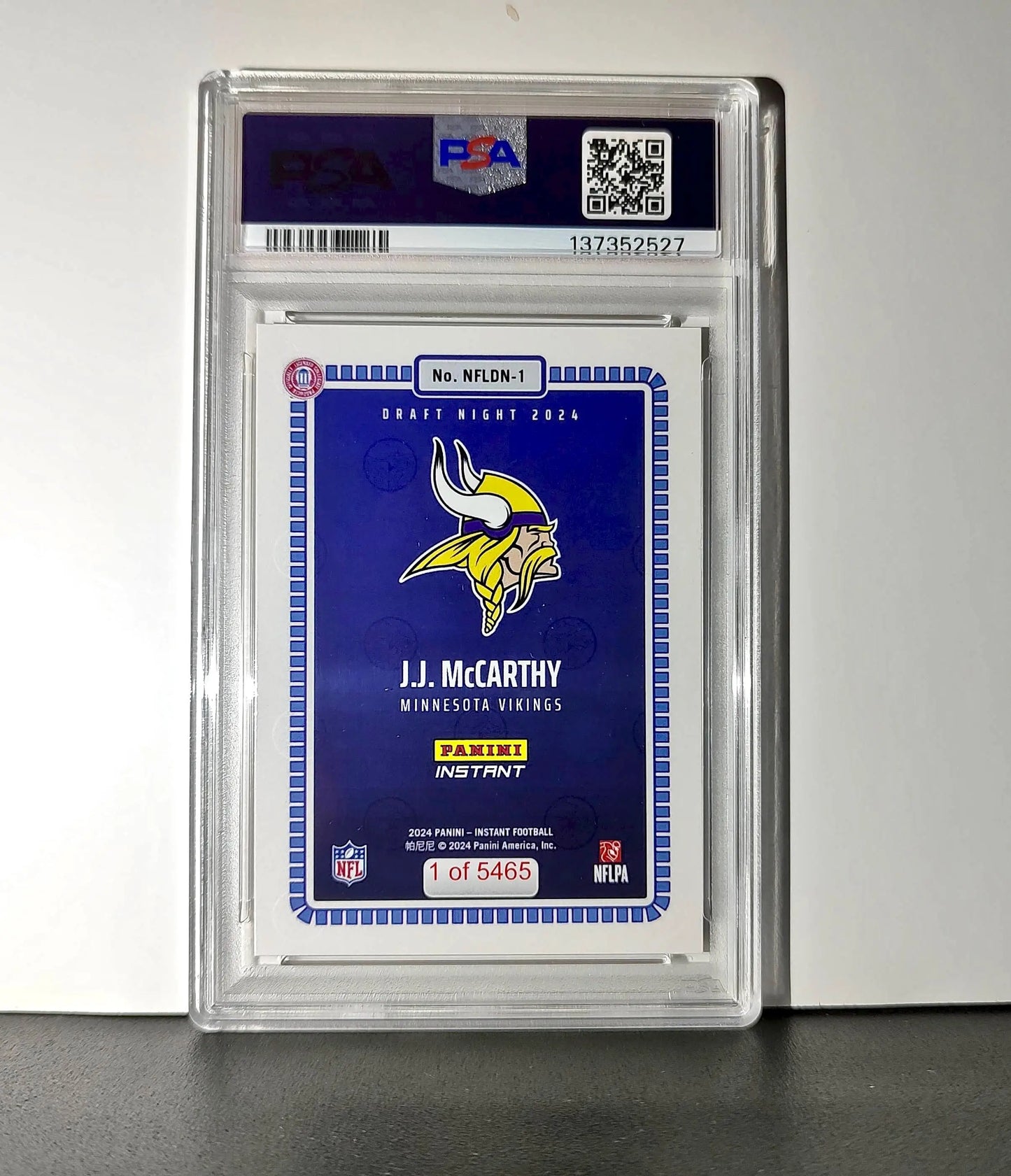 J.J. McCarthy 2023 Panini Instant Draft Night #NFLDN-1 PSA 9 Mint - Football Card Single