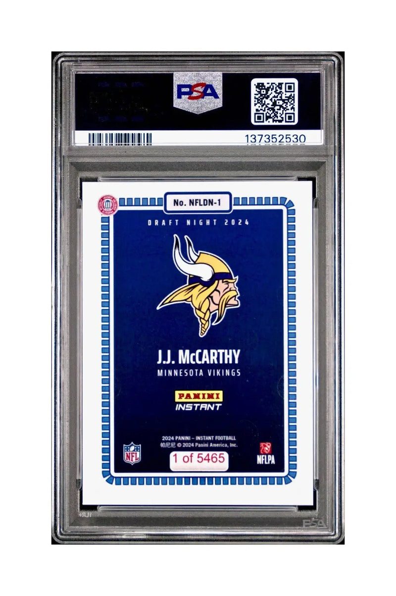 J.J. McCarthy 2023 Panini Instant Draft Night #NFLDN-1 PSA 9 Mint