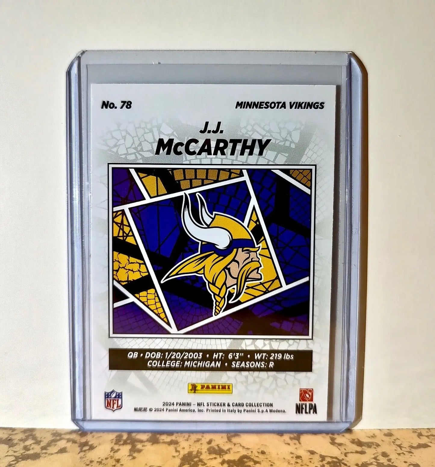 J.J. McCarthy 2024 Panini NFL #78 Silver Foil Rookie Sticker Card Vikings - Football Card Single