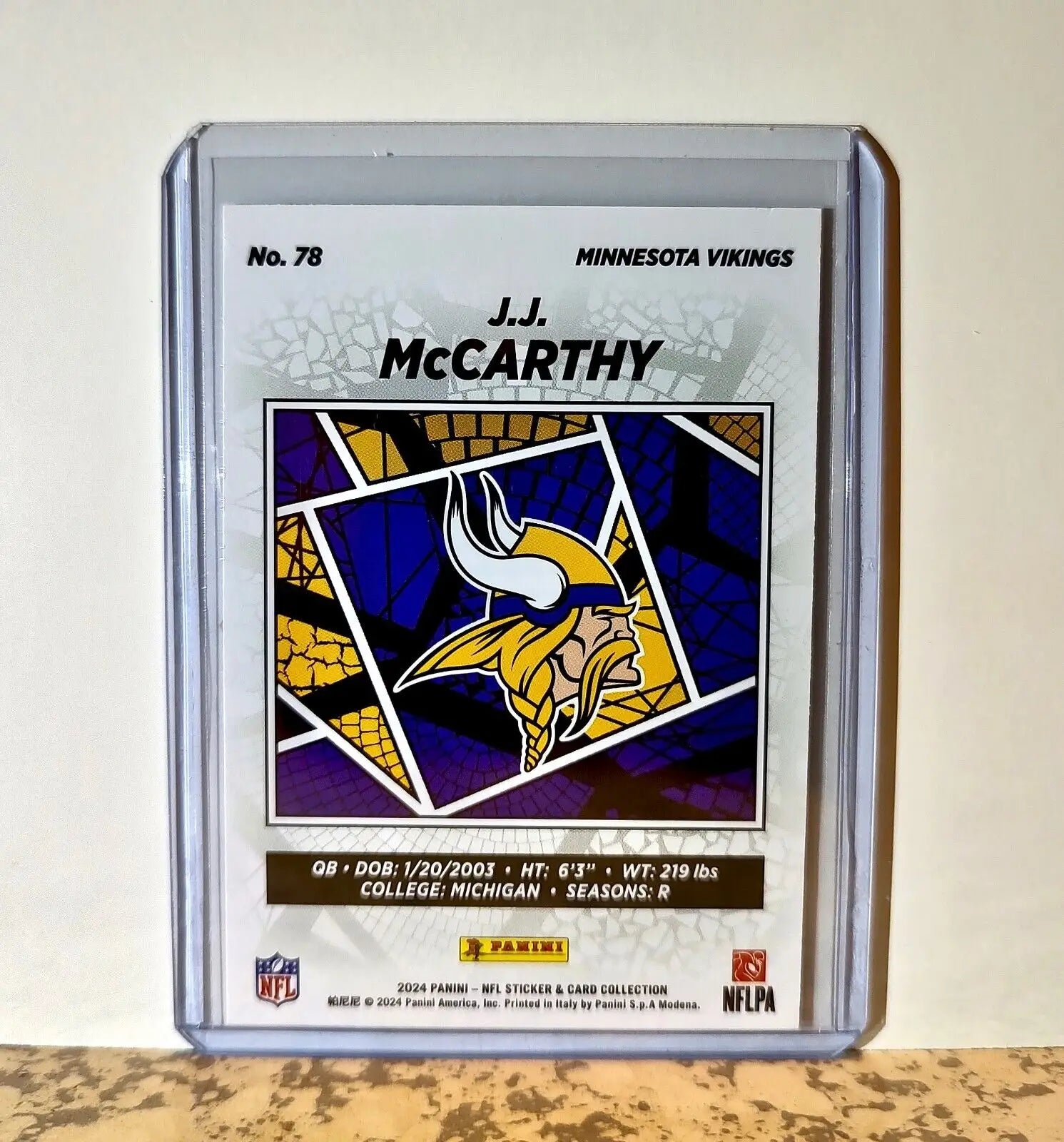 J.J. McCarthy 2024 Panini NFL #78 Silver Foil Rookie Sticker Card Vikings - Football Card Single