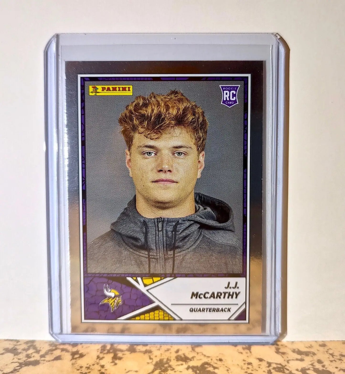 J.J. McCarthy 2024 Panini NFL #78 Silver Foil Rookie Sticker Card Vikings - Football Card Single