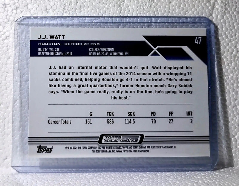 J.J. Watt 2023 Topps Chrome NFL #47 Composite Football Card Houston Texans