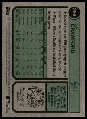J.P. Crawford 2023 Topps Heritage #286 Seattle Mariners - Baseball Card Single
