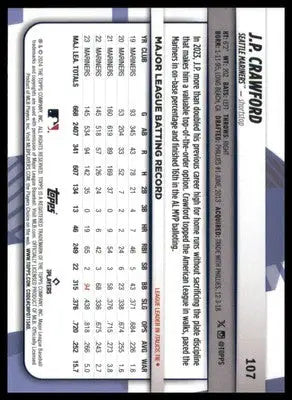 J.P. Crawford 2024 Topps Big League #107 Seattle Mariners - Baseball Card Single