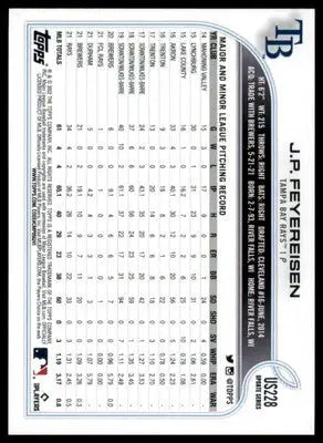 J.P. Feyereisen Rookie 2022 Topps Update #US228 Tampa Bay Rays - Baseball Card Single