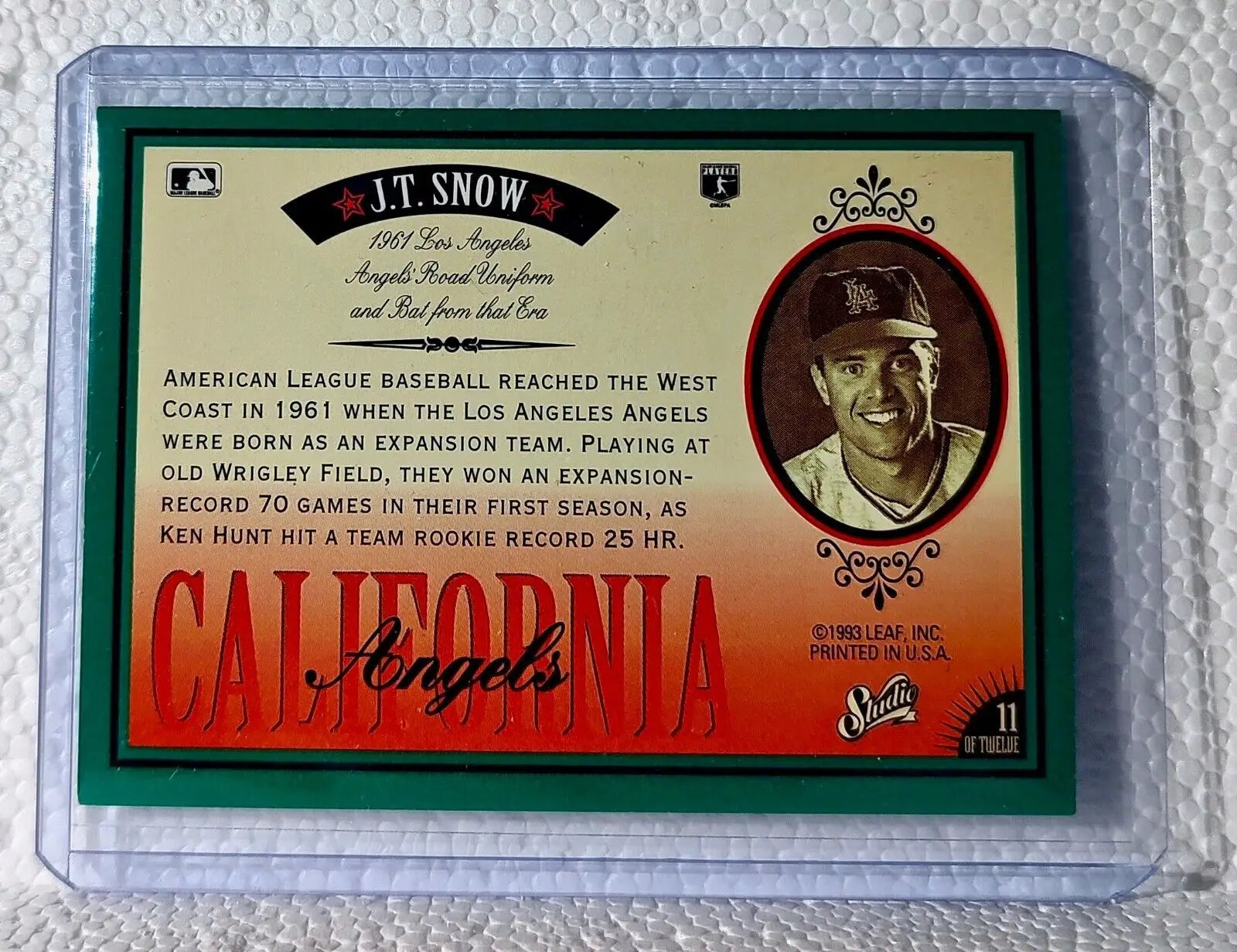 J.T. Snow 1993 Leaf MLB #11 Heritage Series Baseball Card Los Angeles Angels - Baseball Card Single