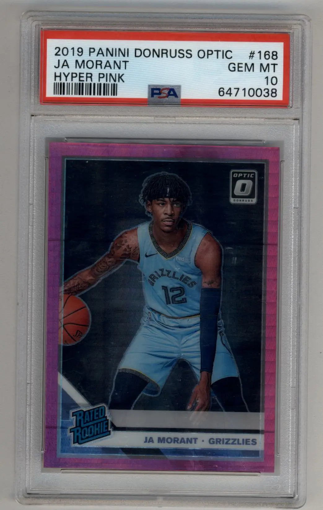 Ja Morant 2019-20 Donruss Optic Hyper Pink #168 Rated Rookie PSA 10 Gem Mint - Basketball Card Single
