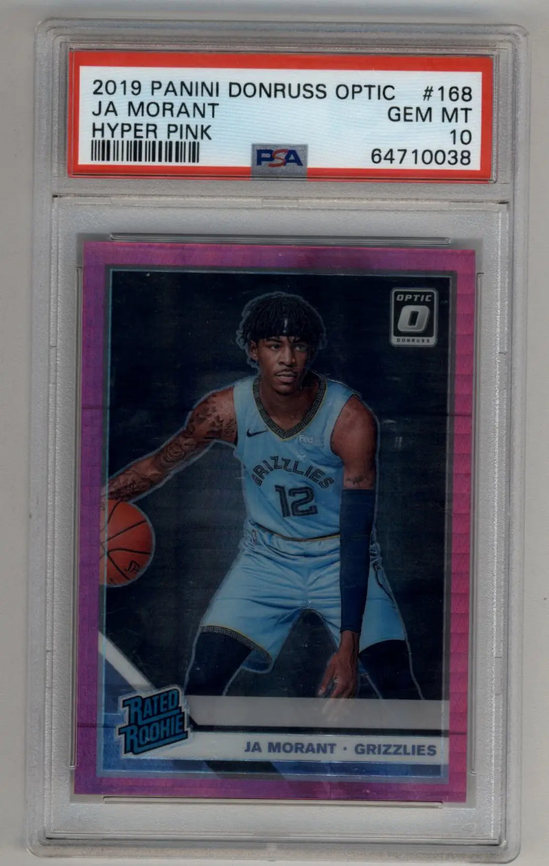 Ja Morant 2019-20 Donruss Optic Hyper Pink #168 Rated Rookie PSA 10 Gem Mint - Basketball Card Single