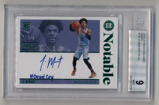 Ja Morant 2019-20 Encased Green 1/5 Auto Inscription #178 BGS 9 Mint Auto 10 - Basketball Card Single