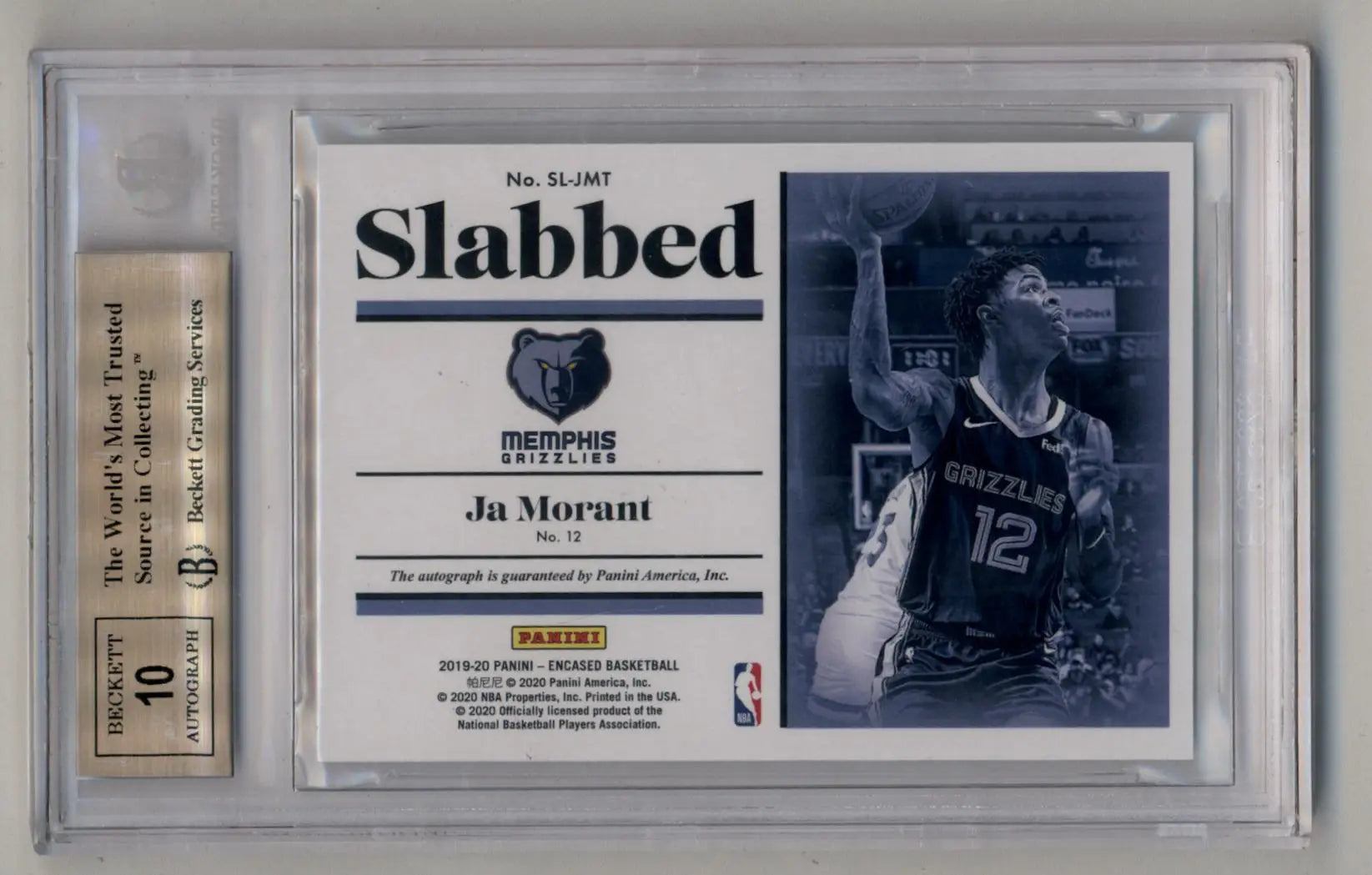 Ja Morant 2019-20 Encased Slabbed Signatures 22/49 BGS 9.5 Gem Mint - Basketball Card Single