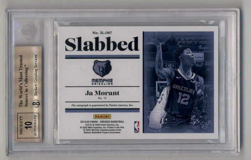 Ja Morant 2019-20 Encased Slabbed Signatures 22/49 BGS 9.5 Gem Mint - Basketball Card Single