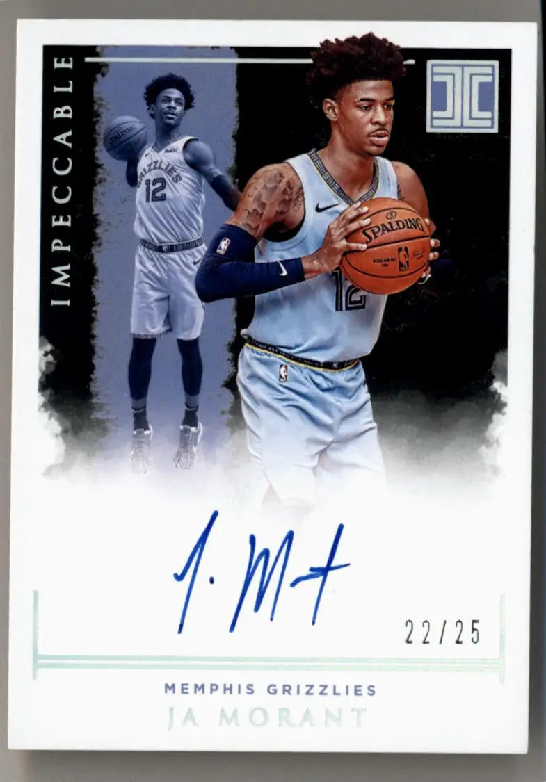 Ja Morant 2019-20 Impeccable Rookie Signatures #IR-JMT 22/25 - Basketball Card Single
