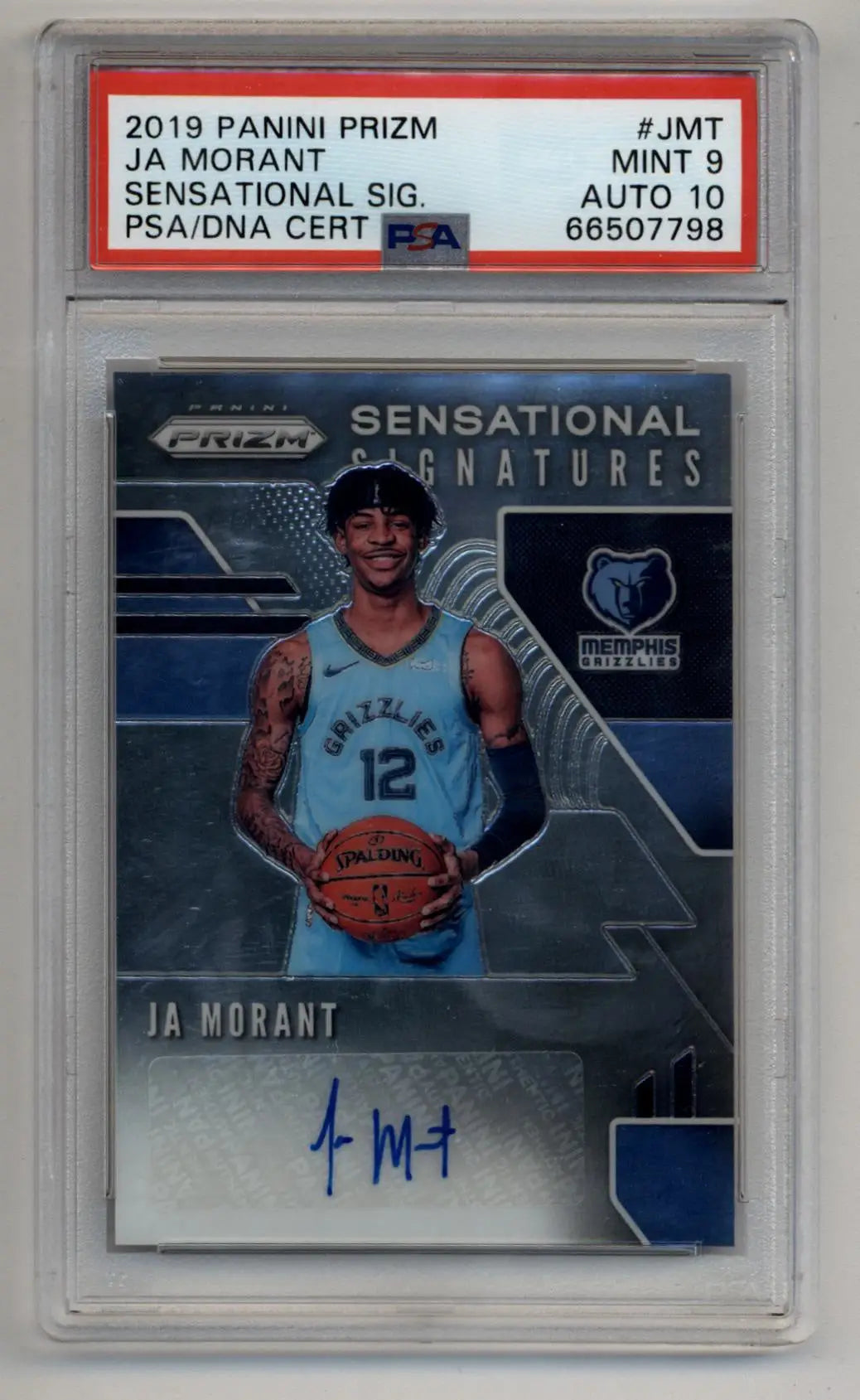 Ja Morant 2019-20 Prizm Sensational Signatures PSA 9 Mint Auto 10 - Basketball Card Single