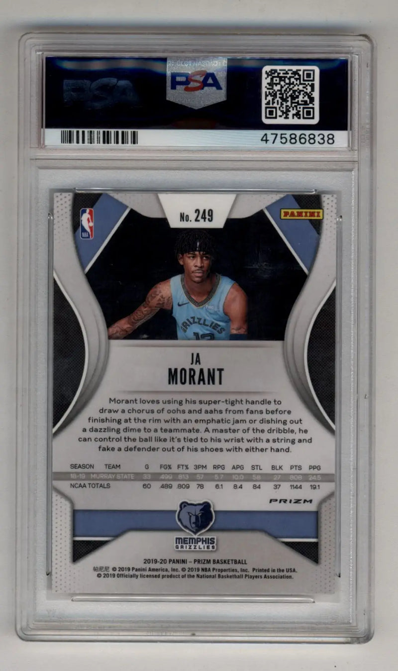 Ja Morant 2019-20 Prizm Silver #249 PSA 10 Gem Mint 6838 - Basketball Card Single