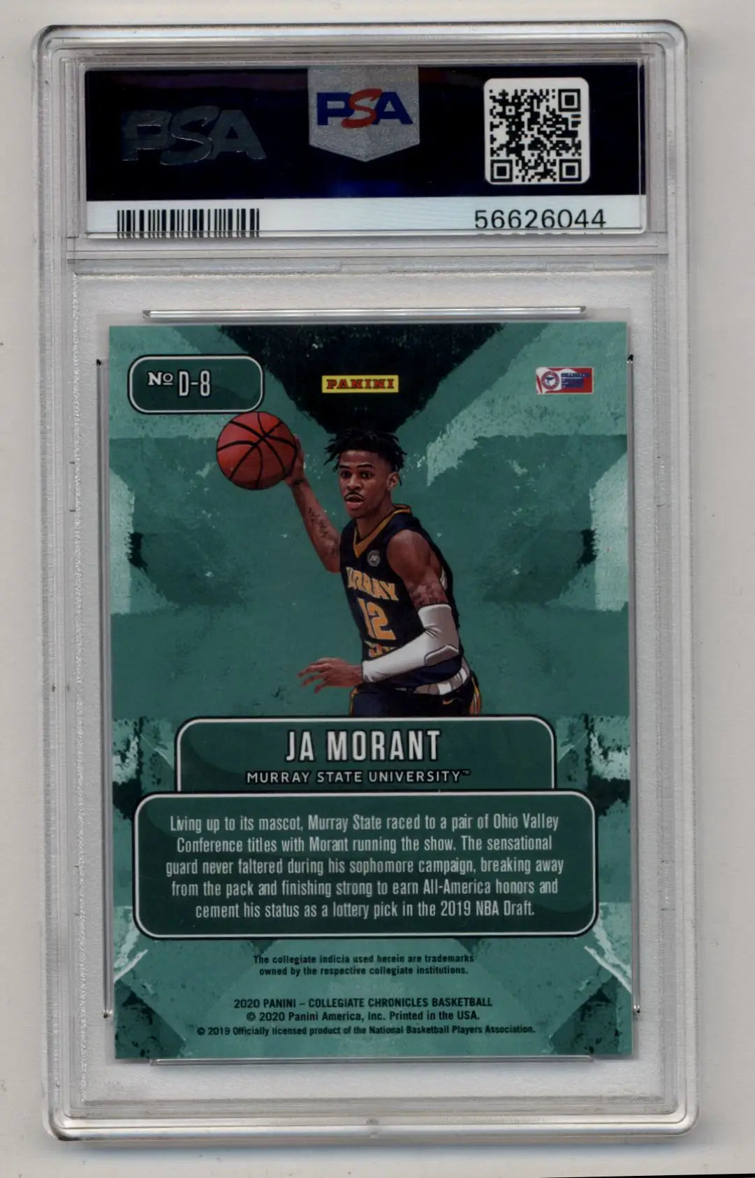 Ja Morant 2020-21 Prizm Draft Picks Downtown #D8 PSA 10 Gem Mint - Basketball Card Single