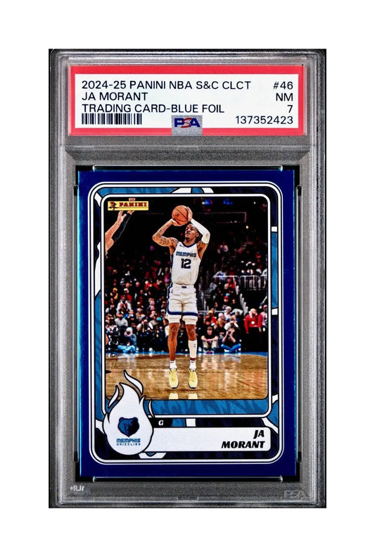 Ja Morant 2024-25 Panini NBA #46 Sticker 9/215 Blue Foil PSA 7 NM - Basketball Card Single