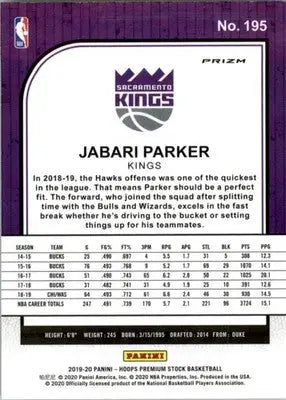 Jabari Parker - 2019-20 Hoops Premium Stock - #195 - Prizms Green Basketball - Basketball Card Single
