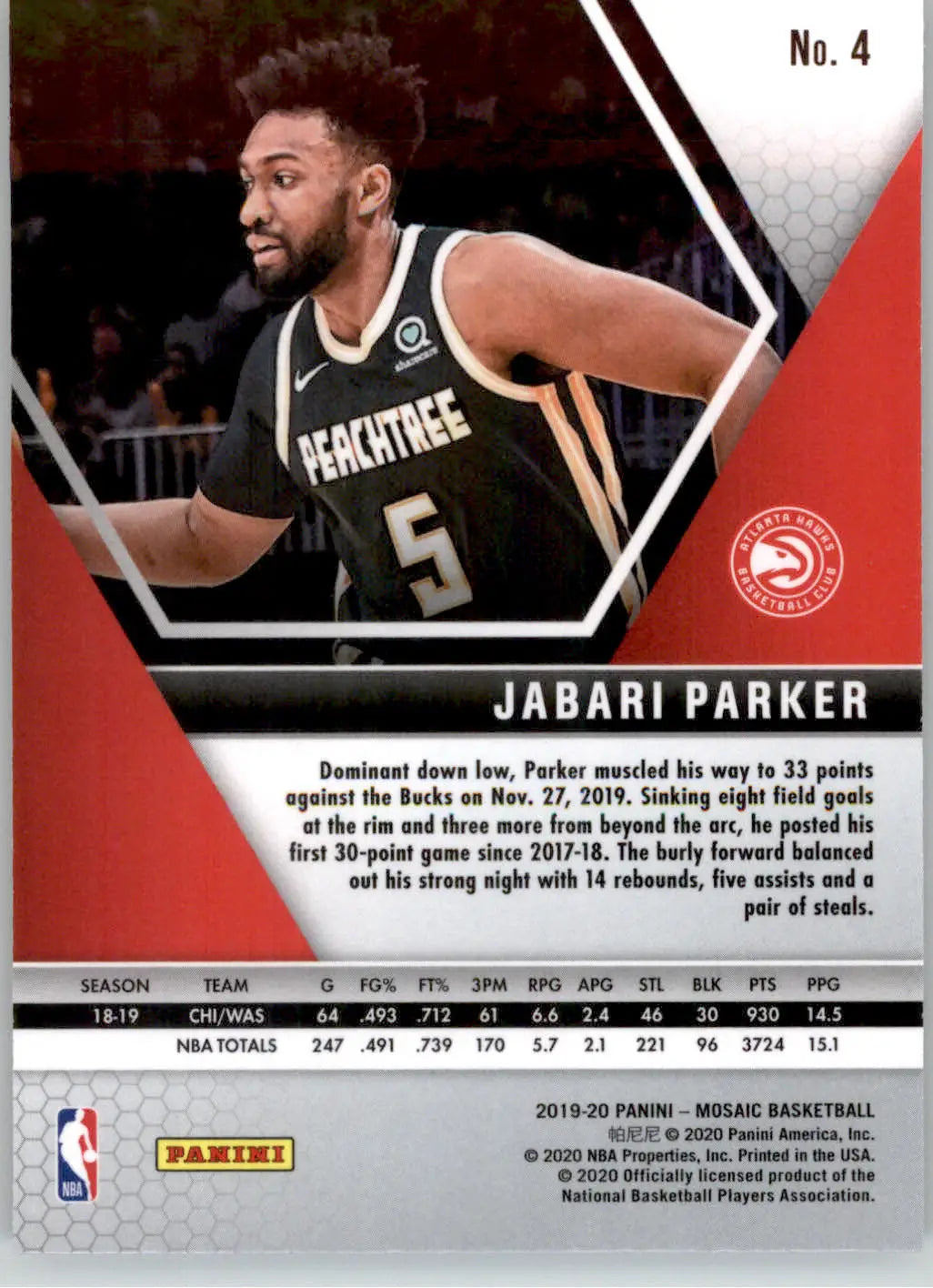 Jabari Parker - 2019-20 Panini Mosaic - #4 - Basketball - Basketball Card Single