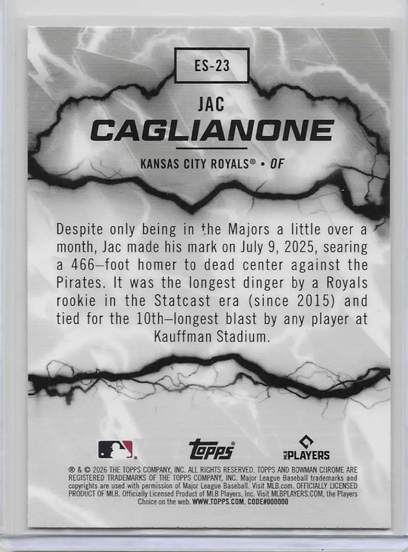 Jac Caglianone Electric Sluggers Chrome Rookie RC 2026 Bowman Card #ES-23 (1233) - Baseball Card Single
