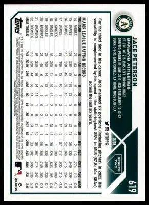Jace Peterson 2023 Topps #619 Oakland Athletics - Baseball Card Single