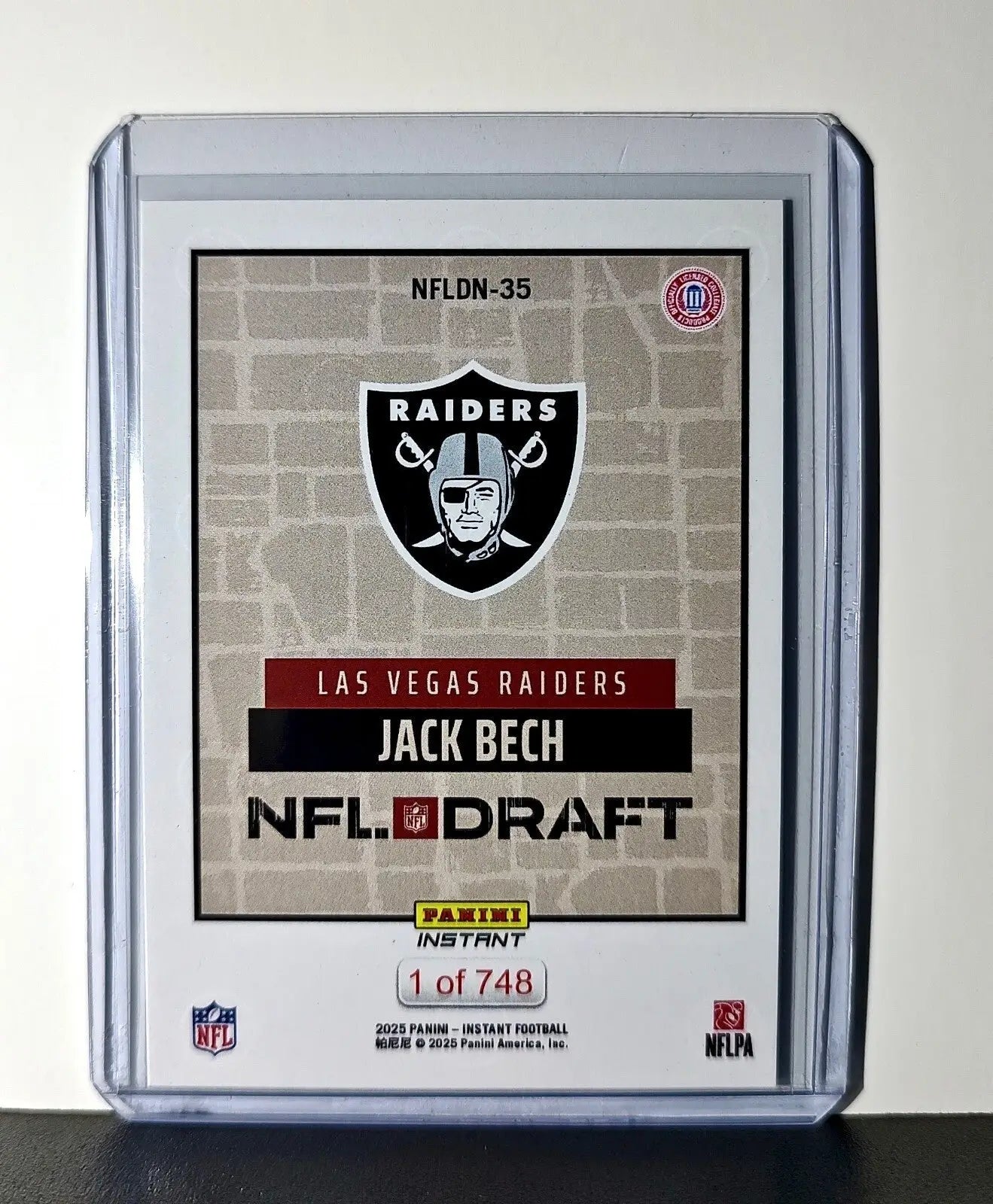 Jack Bech Rookie 2025 NFL Draft #35 Football Card Las Vegas Raiders 1 of 748 - Football Card Single