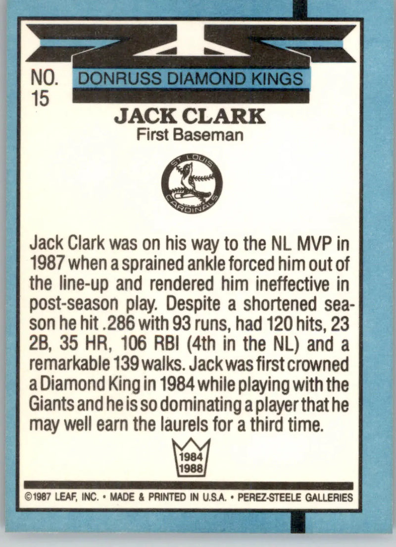 Jack Clark - 1988 Donruss - #15 - Baseball - Baseball Card Single