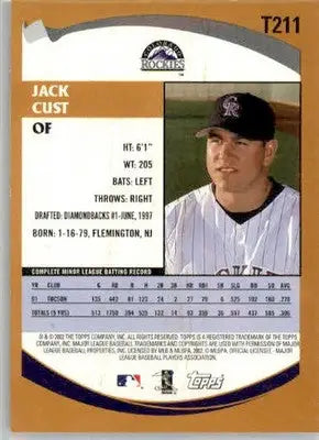 Jack Cust - 2002 Topps Traded & Rookies - #T211 - AUTO Baseball - Baseball Card Single