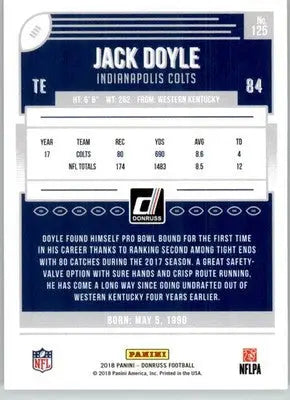 Jack Doyle - 2018 Donruss - #125 - Football - Football Card Single