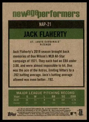Jack Flaherty 2020 Topps Heritage New Age Performers #NAP-21 St. Louis Cardinals - Baseball Card Single