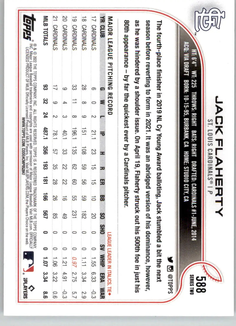 Jack Flaherty - 2022 Topps - #588 - Baseball - Baseball Card Single