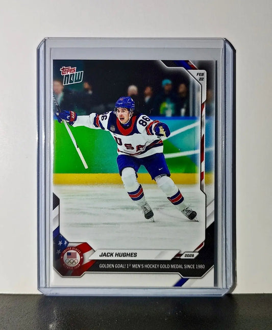 Jack Hughes 2026 Topps Now #18 Golden Goal Team USA Hockey Olympics Card - Hockey Card Single