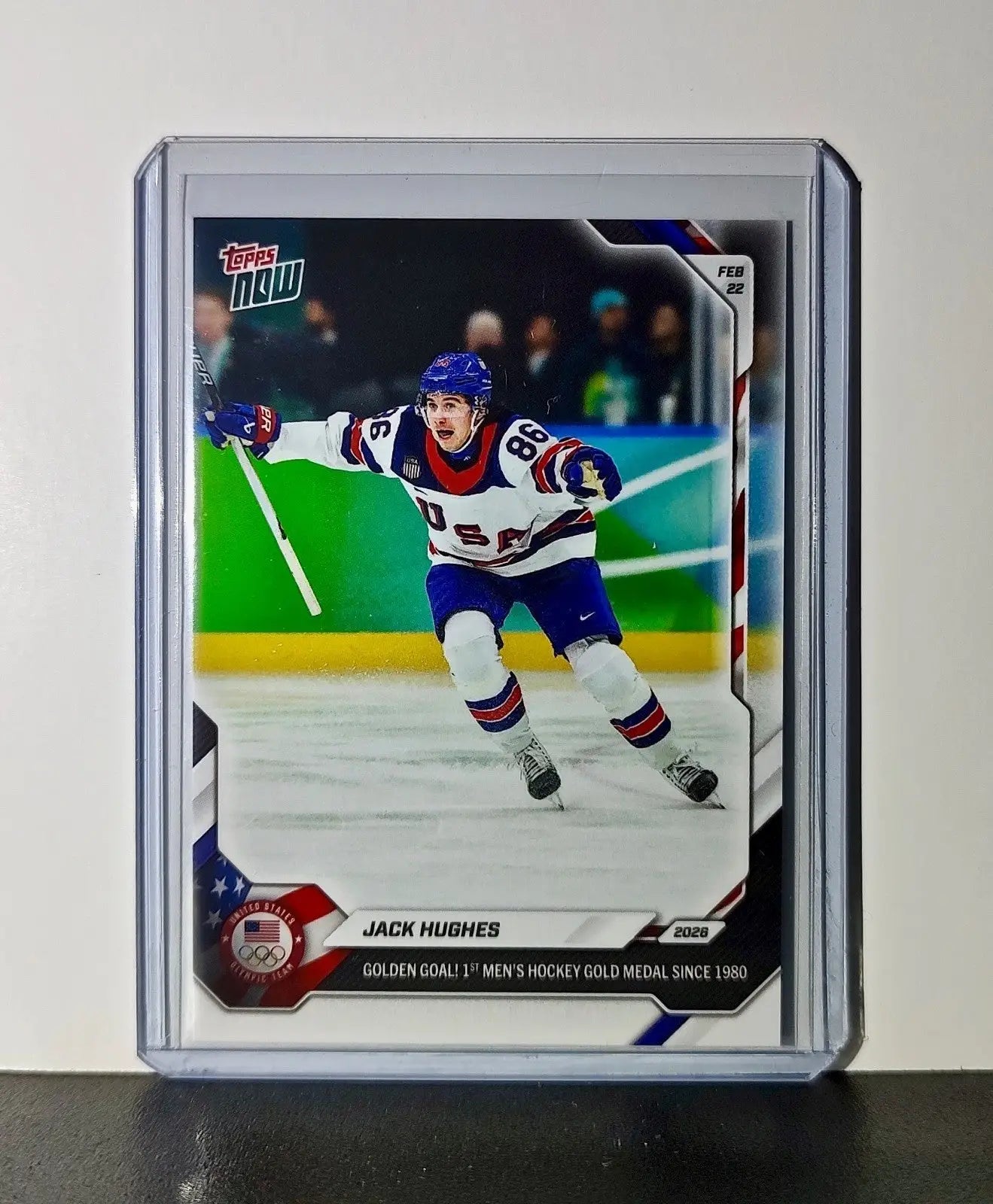 Jack Hughes 2026 Topps Now #18 Golden Goal Team USA Hockey Olympics Card - Hockey Card Single