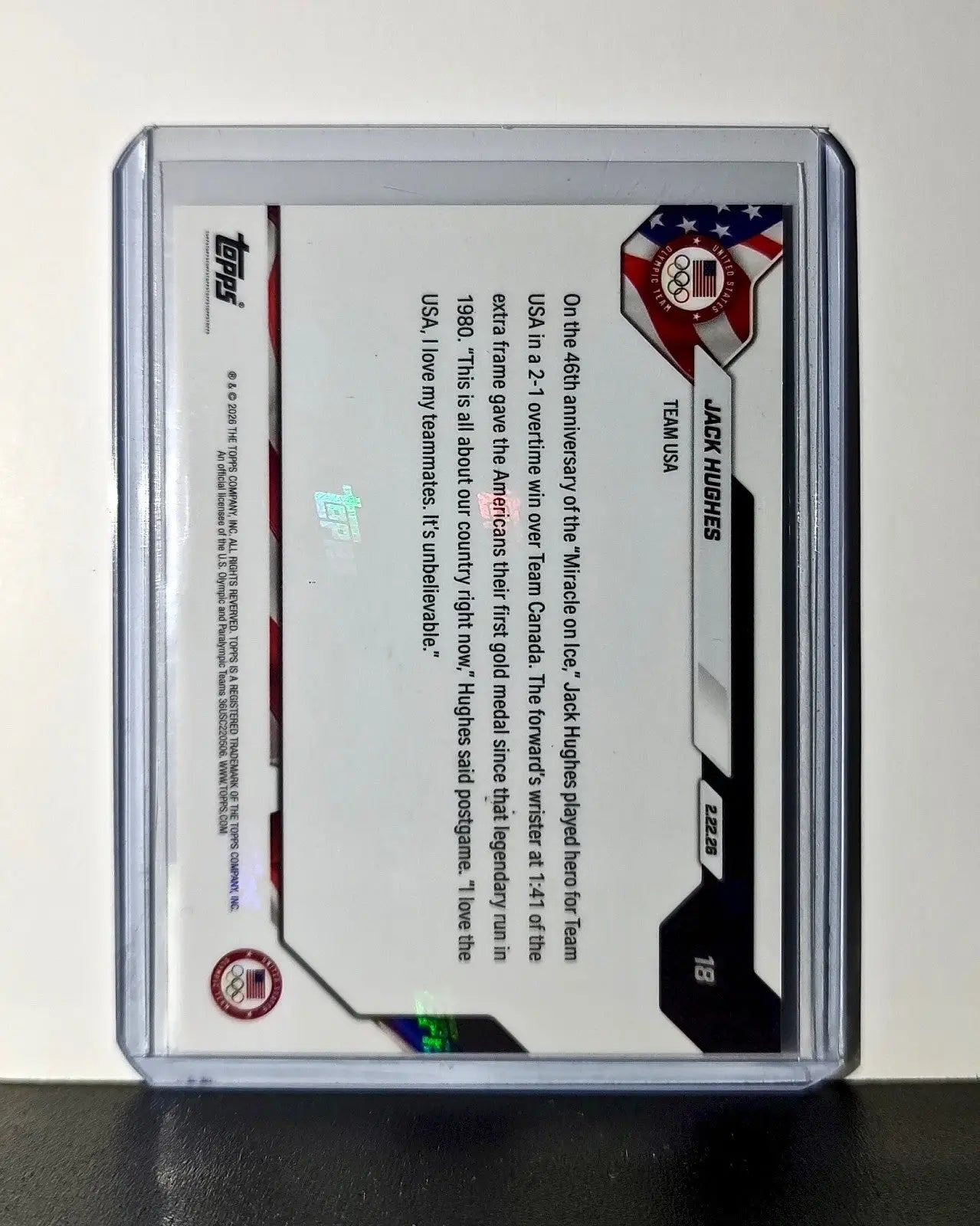 Jack Hughes 2026 Topps Now #18 Golden Goal Team USA Hockey Olympics Card - Hockey Card Single