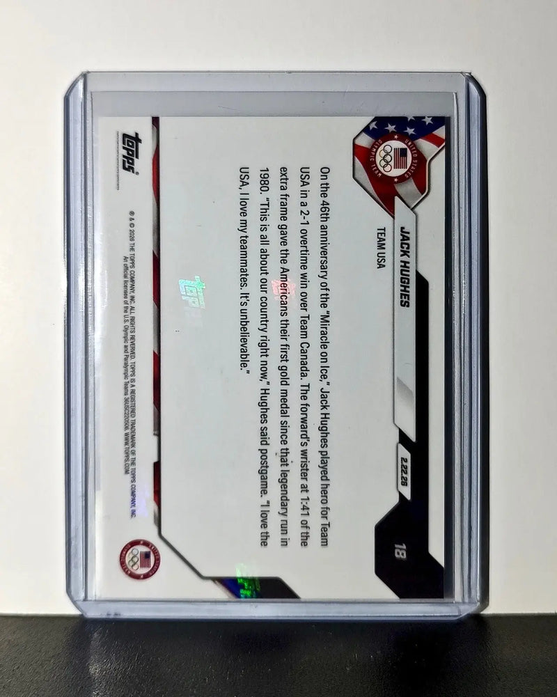 Jack Hughes 2026 Topps Now #18 Golden Goal Team USA Hockey Olympics Card - Hockey Card Single