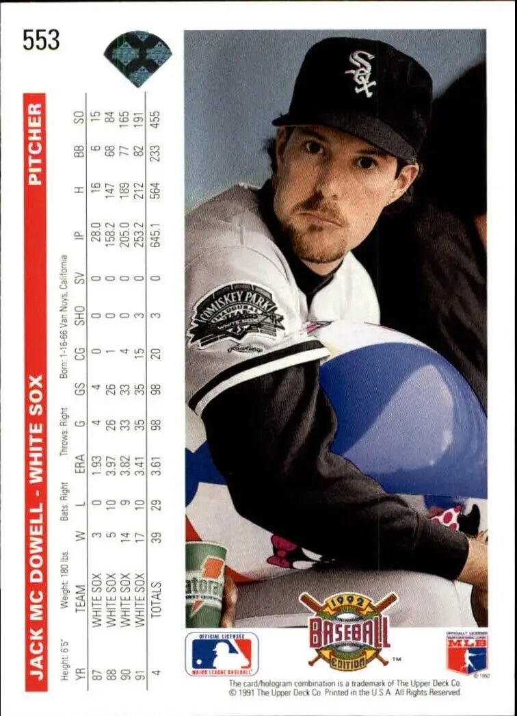 Jack McDowell 1992 Upper Deck MLB #553 Baseball Card Chicago White Sox - Baseball Card Single