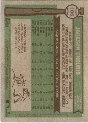 Jackson Chourio - 2025 Topps Heritage - #106 - Baseball - Baseball Card Single