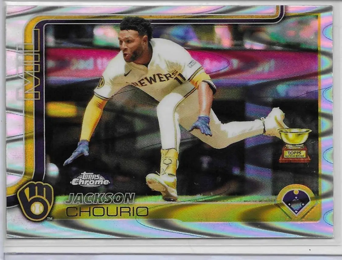JACKSON CHOURIO GOLD CUP 2025 Topps Chrome RAY WAVE REFRACTOR #262 BREWERS A17 - Baseball Card Single