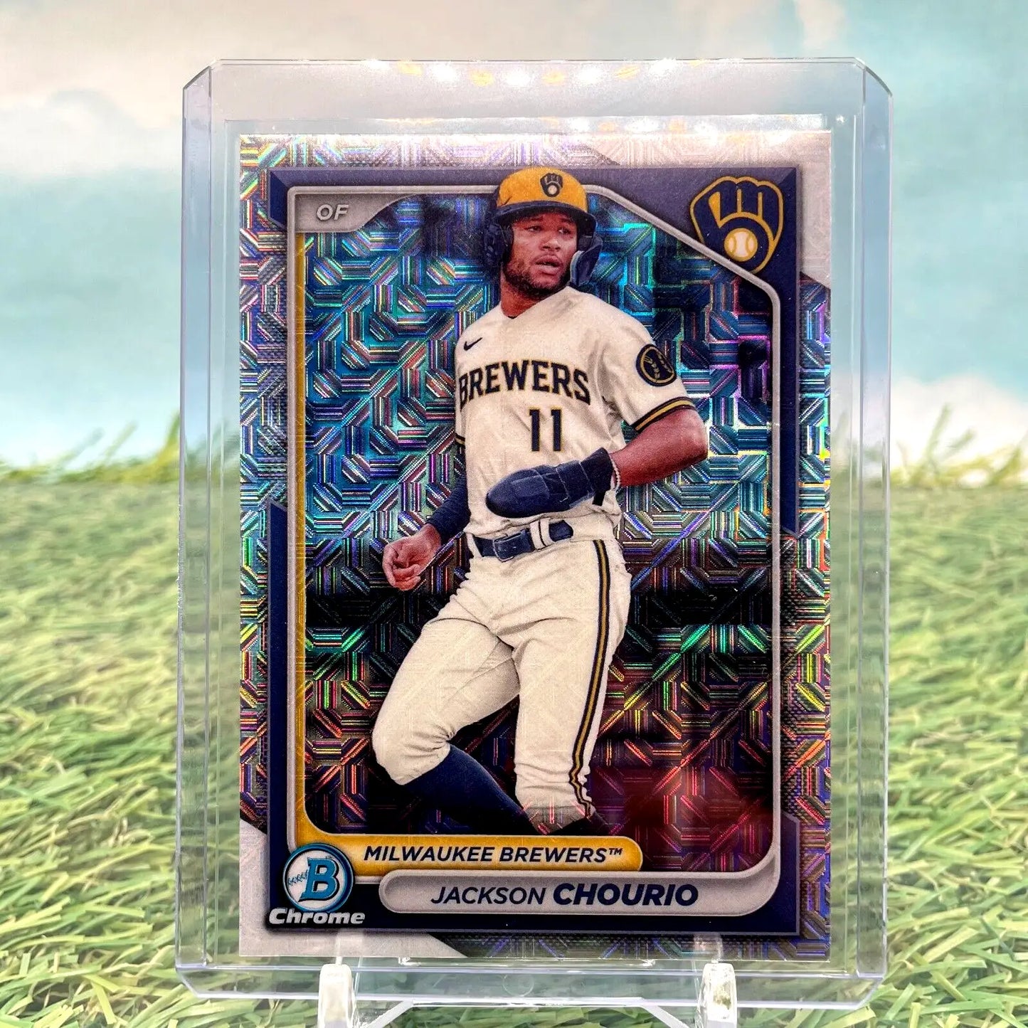 Jackson Chourio SP (RC) MOJO 2024 Bowman Chrome Mojo Refractor #BCP-140 Brewers - Baseball Card Single