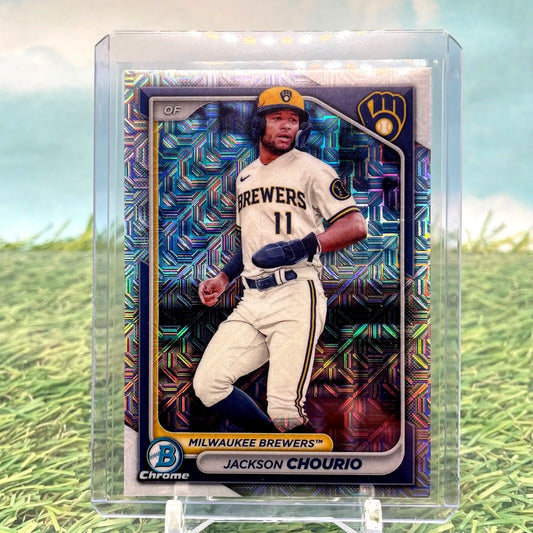 Jackson Chourio SP (RC) MOJO 2024 Bowman Chrome Mojo Refractor #BCP-140 Brewers - Baseball Card Single