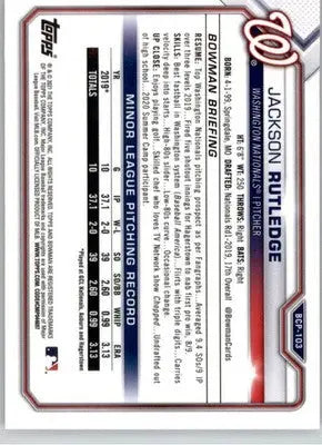Jackson Rutledge - 2021 Bowman - #BCP-103 - Chrome Prospects Mojo Refractor