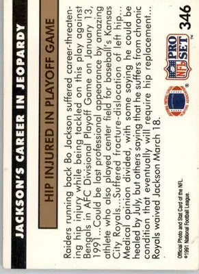 Jackson’s Career in Jeopardy - 1991 Pro Set - #346 - Football - Football Card Single