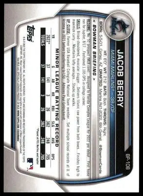 Jacob Berry 2023 Bowman Prospects #BP-108 Miami Marlins - Baseball Card Single