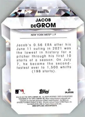Jacob deGrom - 2022 Topps - #DGDC-16 - Diamond Greats Die Cuts Baseball - Baseball Card Single